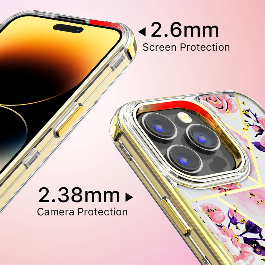 MyBat Pro TUFF Kleer Hybrid Case for Apple iPhone 14 Pro Max - Electroplated Roses Marble / Electroplating Gold - RIP14PMCSE4TM251-8.jpg