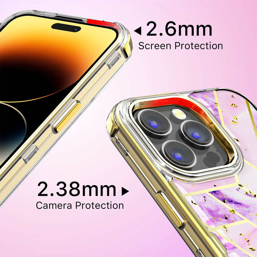 MyBat Pro TUFF Kleer Hybrid Case for Apple iPhone 14 Pro Max - Electroplated Purple Marble / Electroplating Gold - RIP14PMCSE4TM252-8.jpg