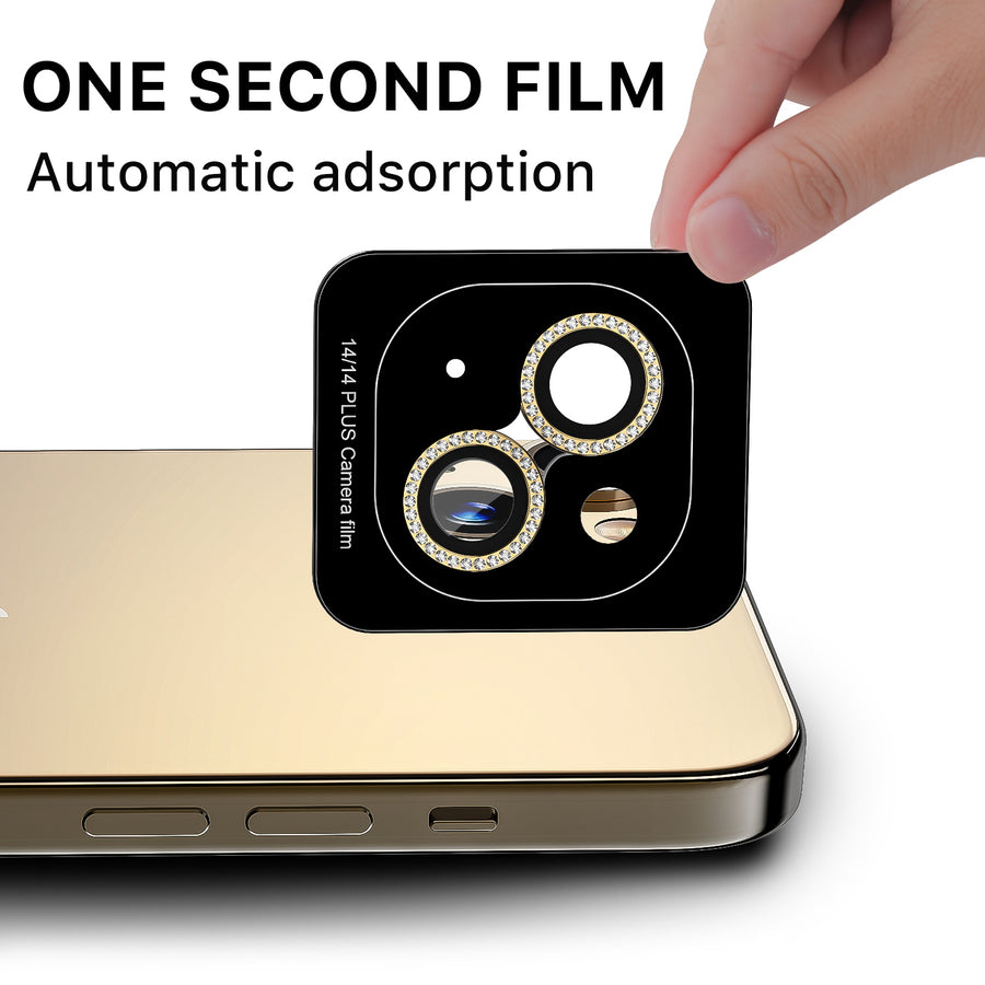MyBat Pro Tempered Glass GlamCam Lens Protector for Apple iPhone 14 / 14 Plus - Gold - RIP14SCLE202-3.jpg