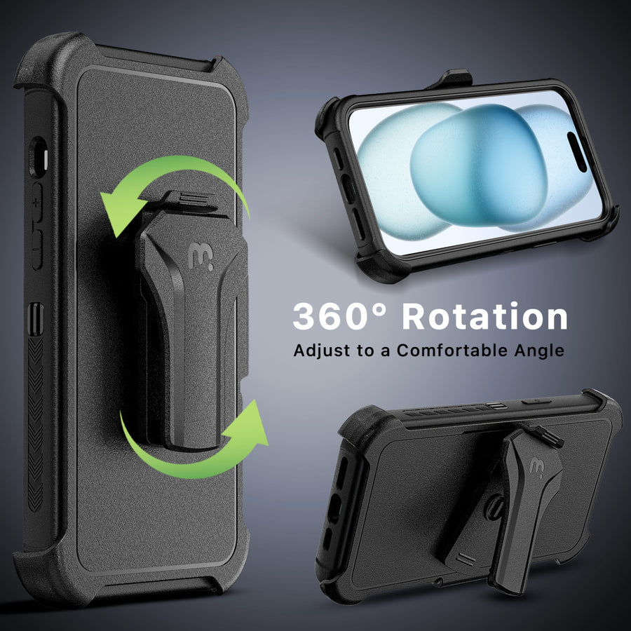 MyBat Pro Maverick Series MagSafe Case w/ Holster and Tempered Glass for Apple iPhone 15 - Black - RIP15CS3NXMS001-7.jpg