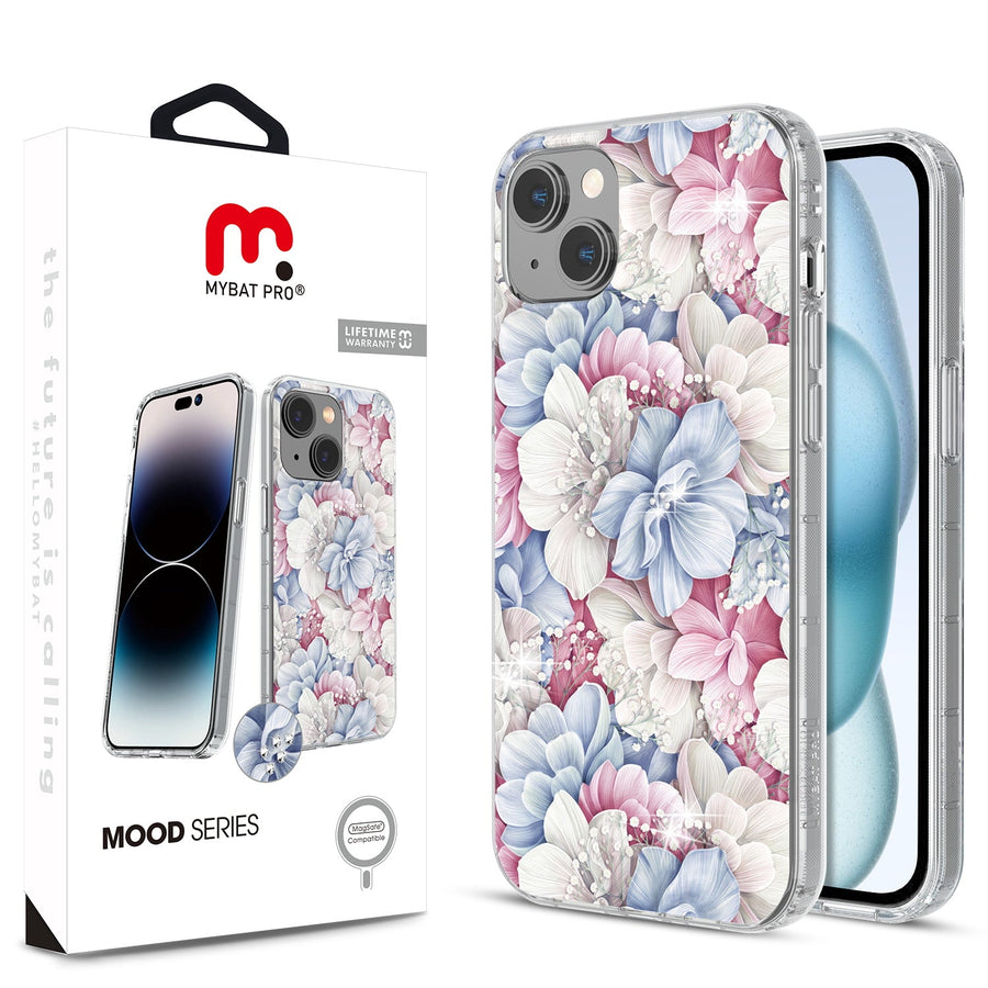 MyBat Pro Mood Series MagSafe Case (with Diamonds) for Apple iPhone 15 (6.1) - Floral Gems
