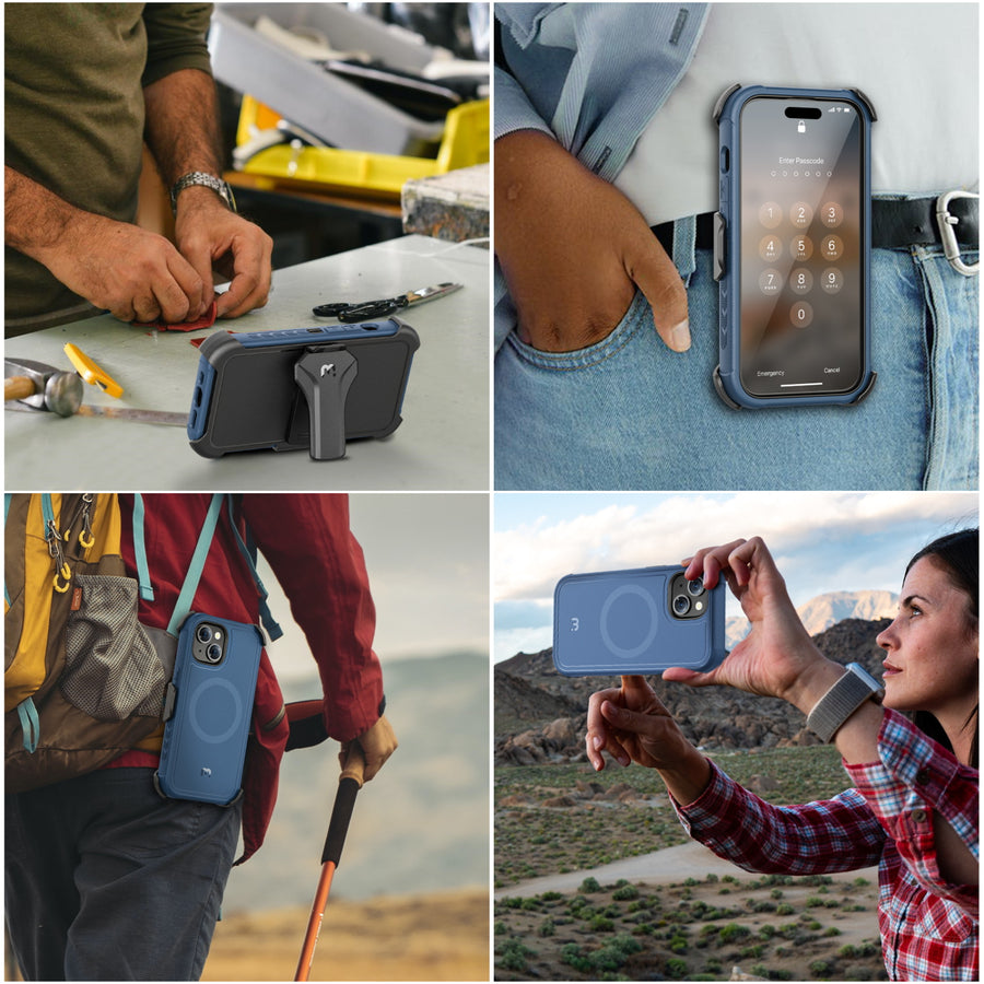 MyBat Pro Maverick Series MagSafe Case w/ Holster and Tempered Glass for Apple iPhone 15 Plus - Blue - RIP15MCS3NXMS002-7.JPG