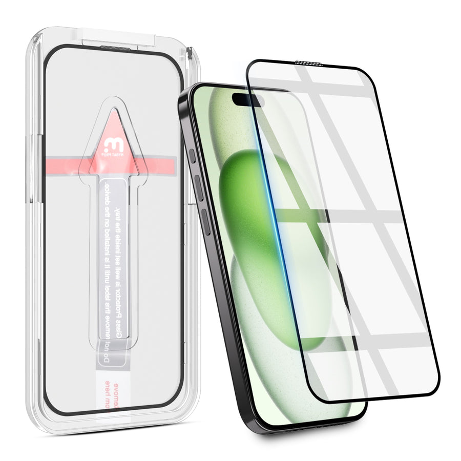 MyBat Pro QuickGuard Tempered Glass Screen Protector w/ Installation Tray for Apple iPhone 15 Plus - Black - RIP15MSCF131-2.jpg