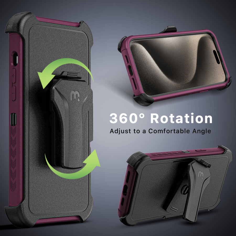 MyBat Pro Maverick Series MagSafe Case w/ Holster and Tempered Glass for Apple iPhone 15 Pro - Plum - RIP15PCS3NXMS003-7.jpg