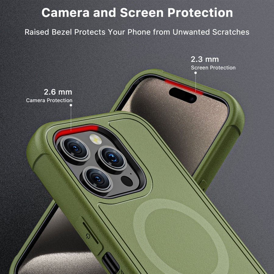 MyBat Pro Maverick Series MagSafe Case w/ Holster and Tempered Glass for Apple iPhone 15 Pro - Army Green - RIP15PCS3NXMS004-6.jpg