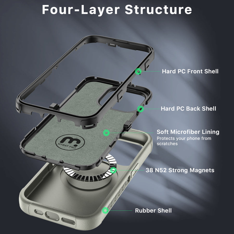 MyBat Pro Maverick Series MagSafe Case w/ Holster and Tempered Glass for Apple iPhone 15 Pro - Grey - RIP15PCS3NXMS005-5.jpg