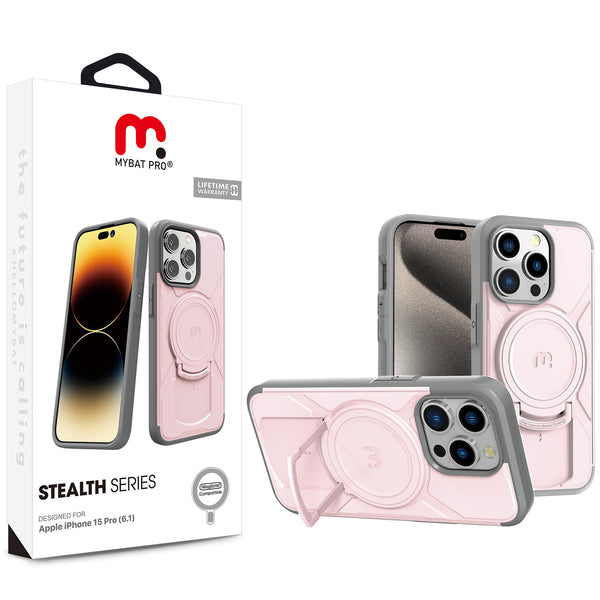 MyBat Pro Stealth Series w/ MagSafe Case for Apple iPhone 15 Pro - Pink / Grey - RIP15PCSSTSMS206-1.jpg