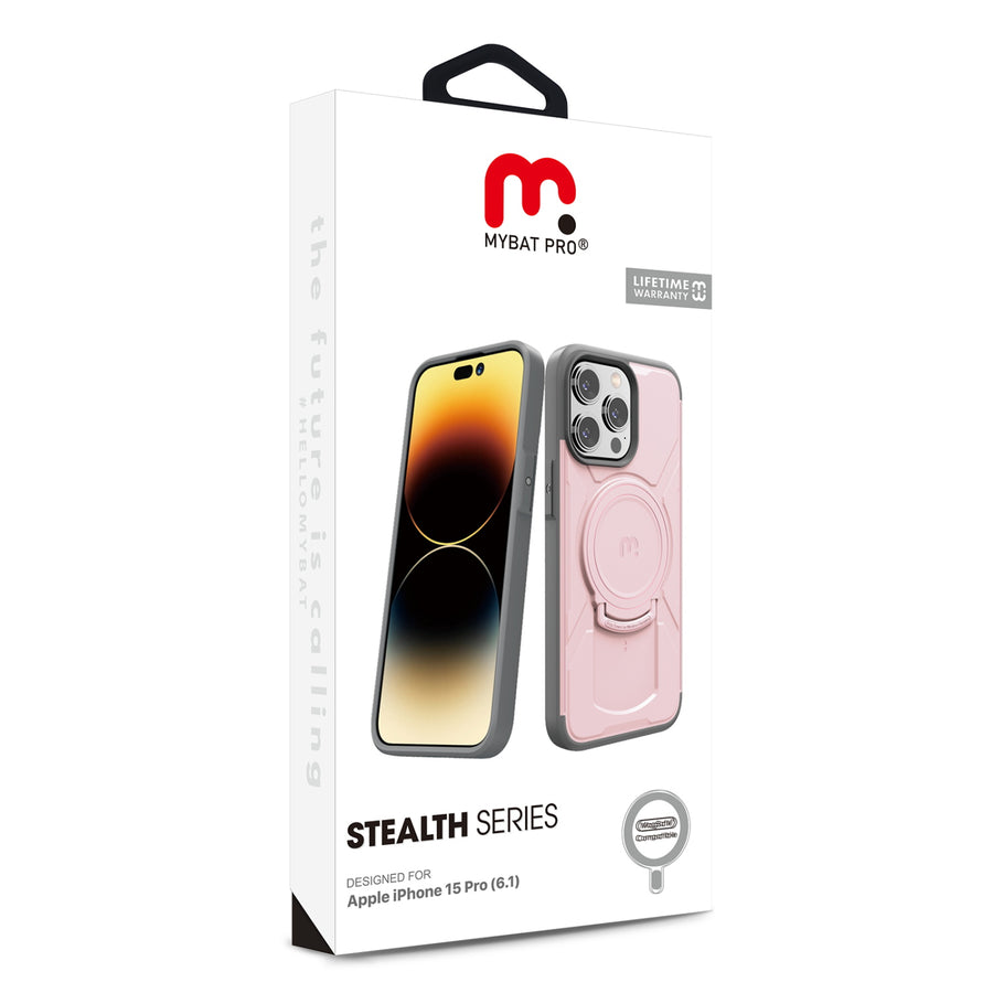 MyBat Pro Stealth Series w/ MagSafe Case for Apple iPhone 15 Pro - Pink / Grey - RIP15PCSSTSMS206-8.jpg