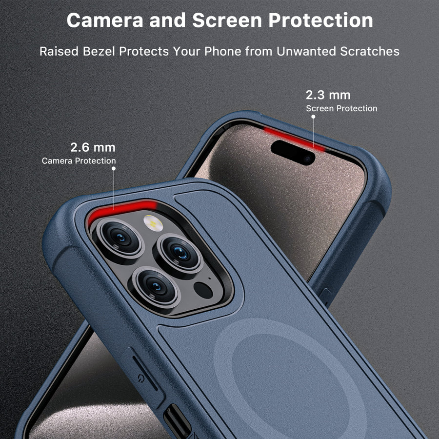 MyBat Pro Maverick Series MagSafe Case w/ Holster and Tempered Glass for Apple iPhone 15 Pro Max - Blue - RIP15PMCS3NXMS002-5.JPG