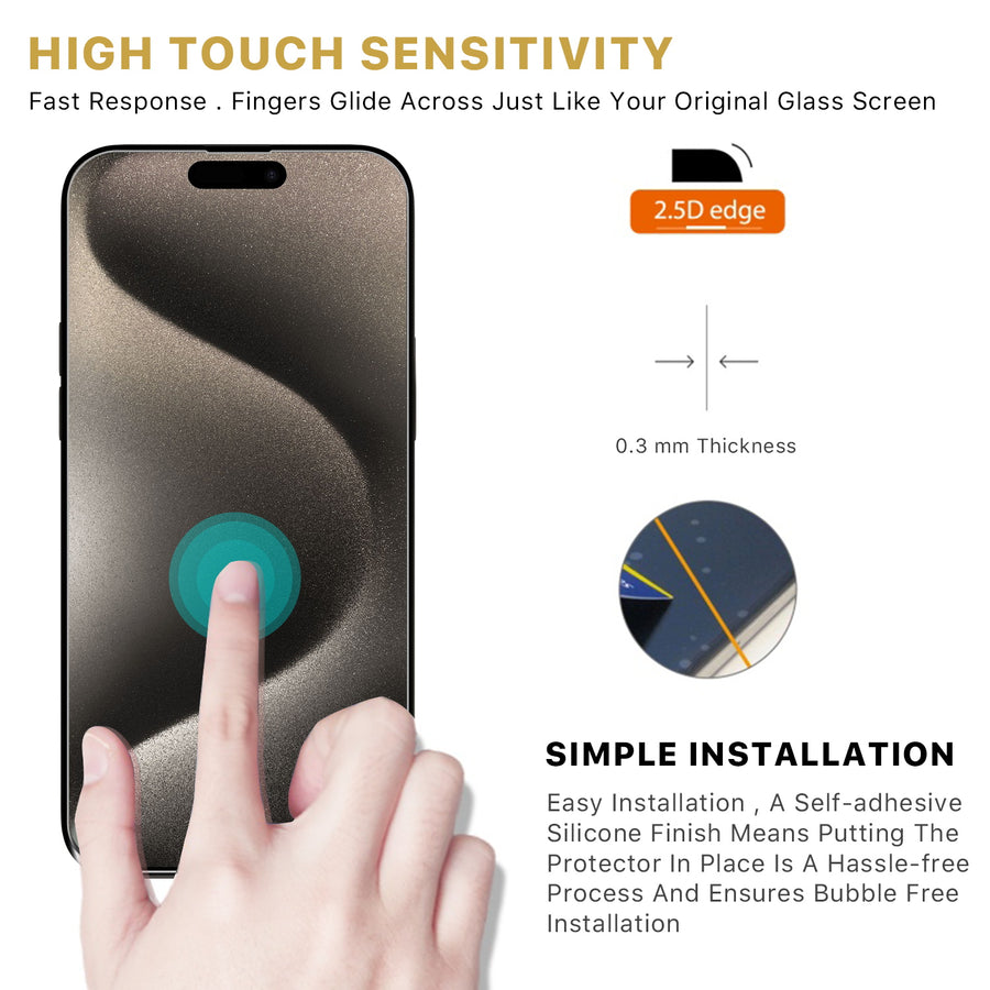 MyBat Pro Tempered Glass Screen Protector (2.5D) for Apple iPhone 15 Pro Max - Clear - RIP15PMSCN81-4.jpg