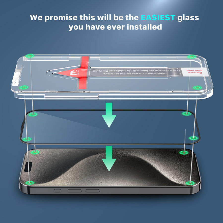 MyBat Pro QuickGuard Tempered Glass Screen Protector w/ Installation Tray for Apple iPhone 15 Pro - Black - RIP15PSCF131-3.jpg