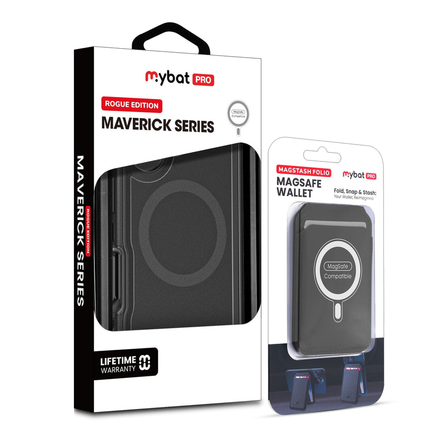 MyBat Pro Maverick Series Utility Edition MagSafe Case + MagStash MagSafe Wallet Folio for Apple iPhone 16 - Black