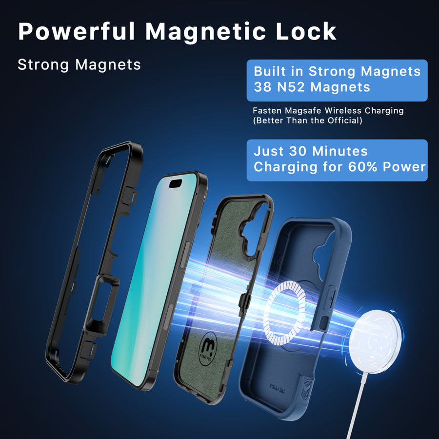 MyBat Pro Maverick Series MagSafe Case w/ Holster and Tempered Glass for Apple iPhone 16 - Blue - RIP16CS3NXMS002-4.jpg