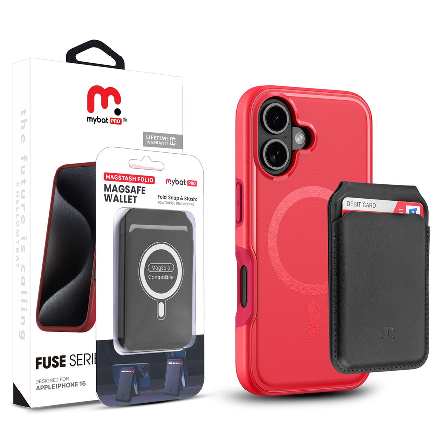 MyBat Pro Fuse Series Case Bundle + MagStash Wallet Folio for Apple iPhone 16 - Red / Black - RIP16CSD5MS105-CH411-1.jpg