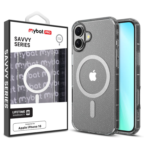 MyBat Pro Savvy Series MagSafe Case for Apple iPhone 16 - Clear Glitter - RIP16CSFSST302-1.jpg