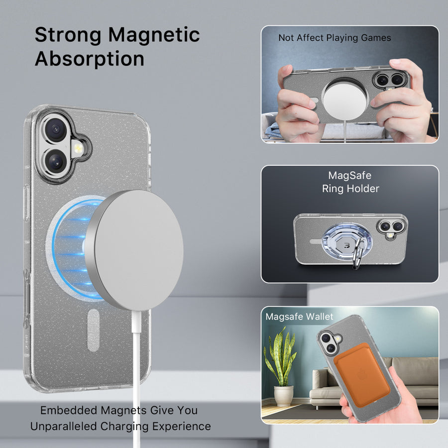 MyBat Pro Savvy Series MagSafe Case for Apple iPhone 16 - Clear Glitter - RIP16CSFSST302-5.jpg