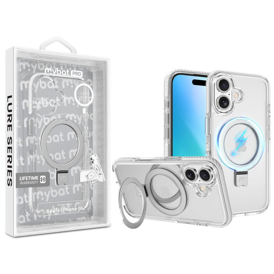 MyBat Pro Lure Series Case w/ MagSafe Kickstand Ring for Apple iPhone 16 - White