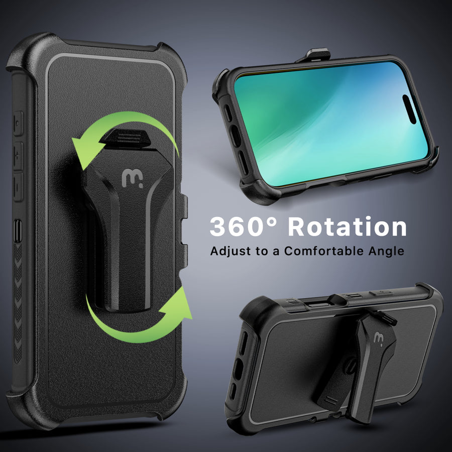 MyBat Pro Maverick Series MagSafe Case w/ Holster and Tempered Glass for Apple iPhone 16 Plus - Black - RIP16MCS3NXMS001-6.jpg