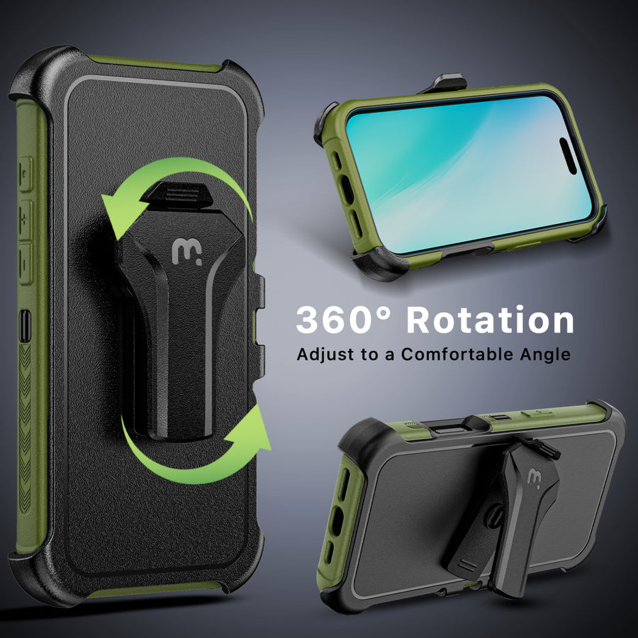 MyBat Pro Maverick Series MagSafe Case w/ Holster and Tempered Glass for Apple iPhone 16 Plus - Army Green - RIP16MCS3NXMS004-6.jpg