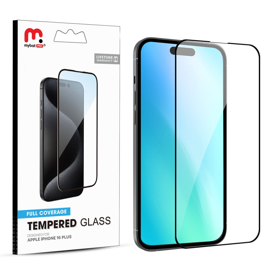 MyBat Pro Full Coverage Tempered Glass Screen Protector for Apple iPhone 16 Plus - Black