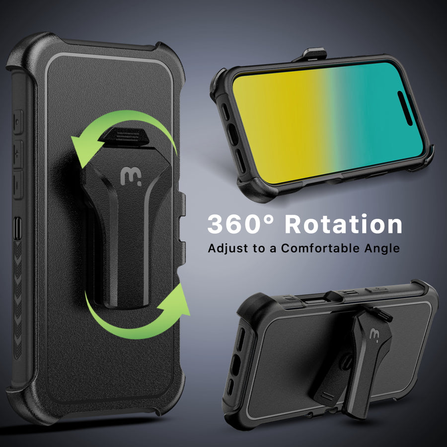 MyBat Pro Maverick Series MagSafe Case w/ Holster and Tempered Glass for Apple iPhone 16 Pro - Black - RIP16PCS3NXMS001-7.jpg