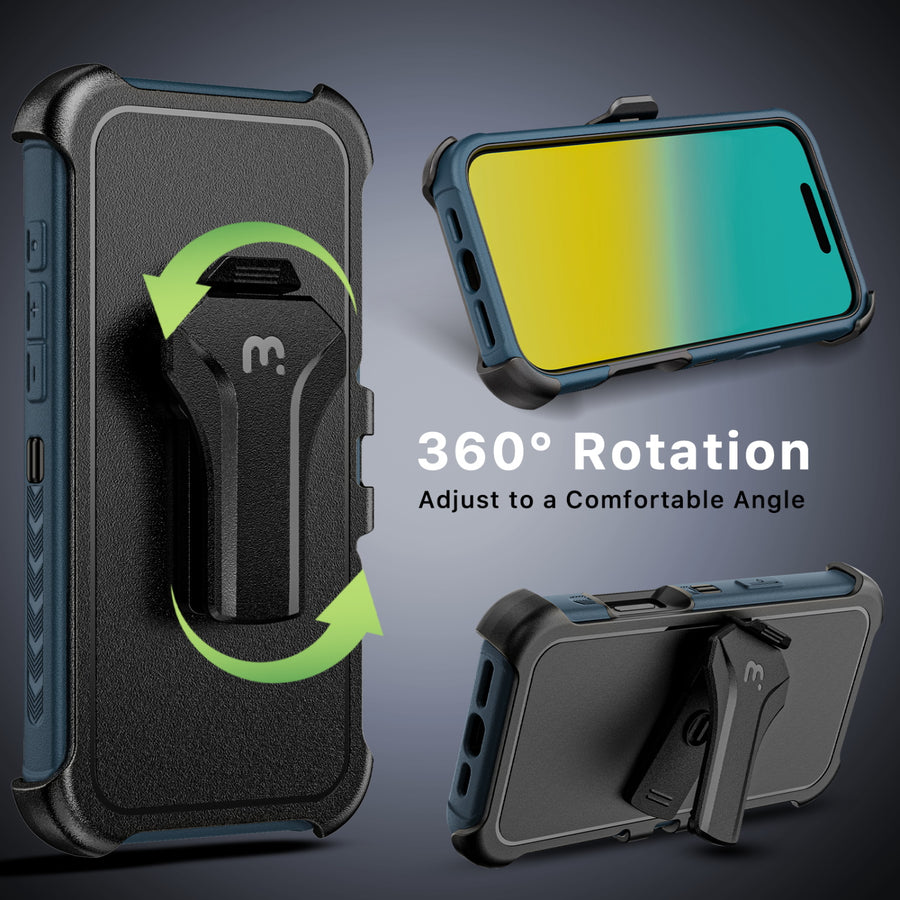 MyBat Pro Maverick Series MagSafe Case w/ Holster and Tempered Glass for Apple iPhone 16 Pro - Blue - RIP16PCS3NXMS002-7.jpg