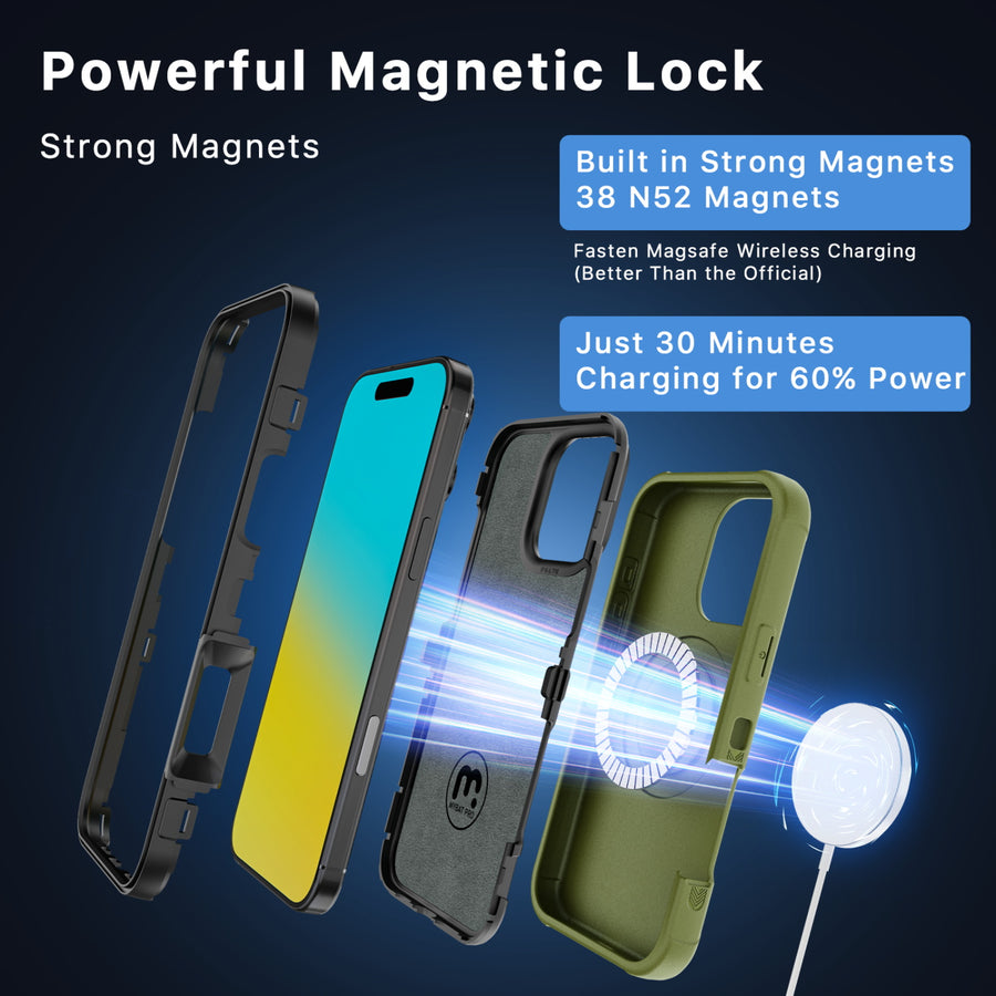 MyBat Pro Maverick Series MagSafe Case w/ Holster and Tempered Glass for Apple iPhone 16 Pro - Army Green - RIP16PCS3NXMS004-3.jpg