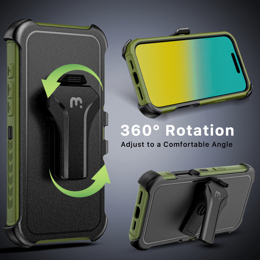 MyBat Pro Maverick Series MagSafe Case w/ Holster and Tempered Glass for Apple iPhone 16 Pro - Army Green - RIP16PCS3NXMS004-6.jpg