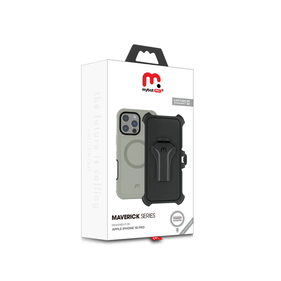 MyBat Pro Maverick Series MagSafe Case w/ Holster and Tempered Glass for Apple iPhone 16 Pro - Grey - RIP16PCS3NXMS005-10.jpg