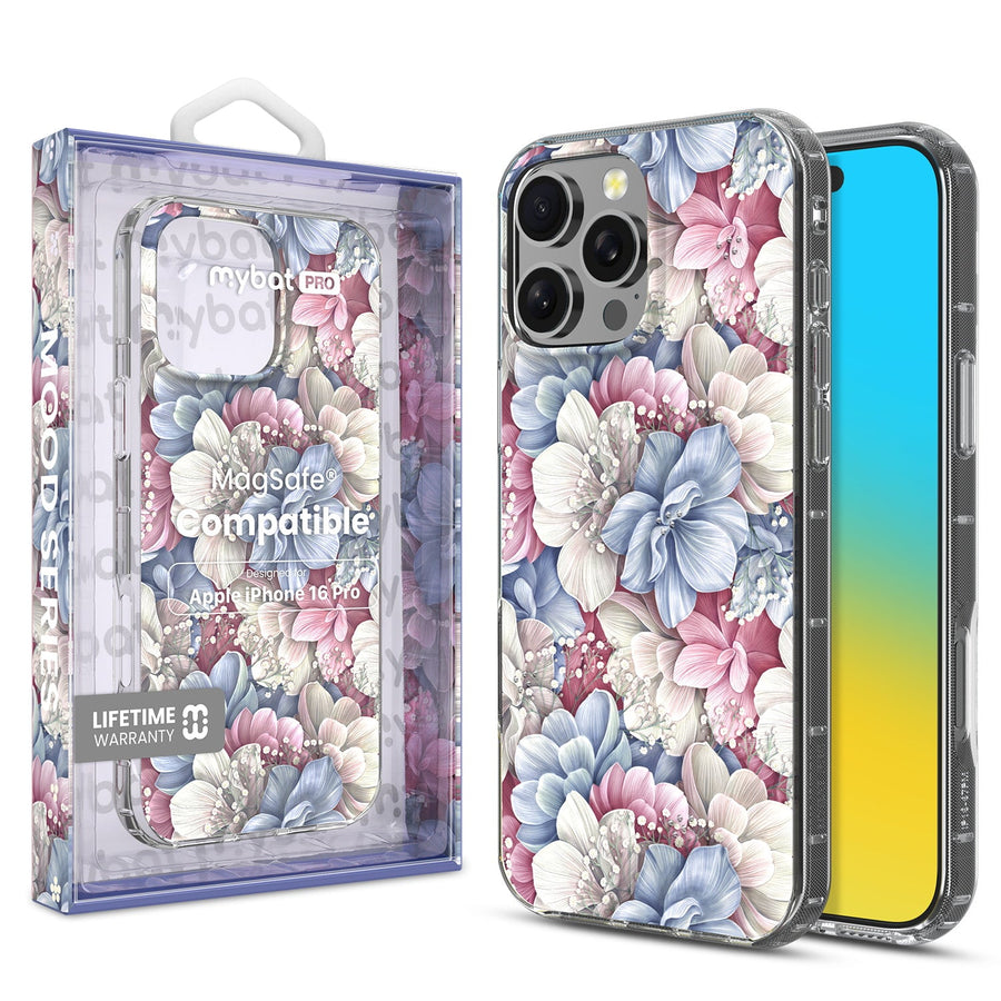 MyBat Pro Mood Series MagSafe Case (with Diamonds) for Apple iPhone 16 Pro - Floral Gems