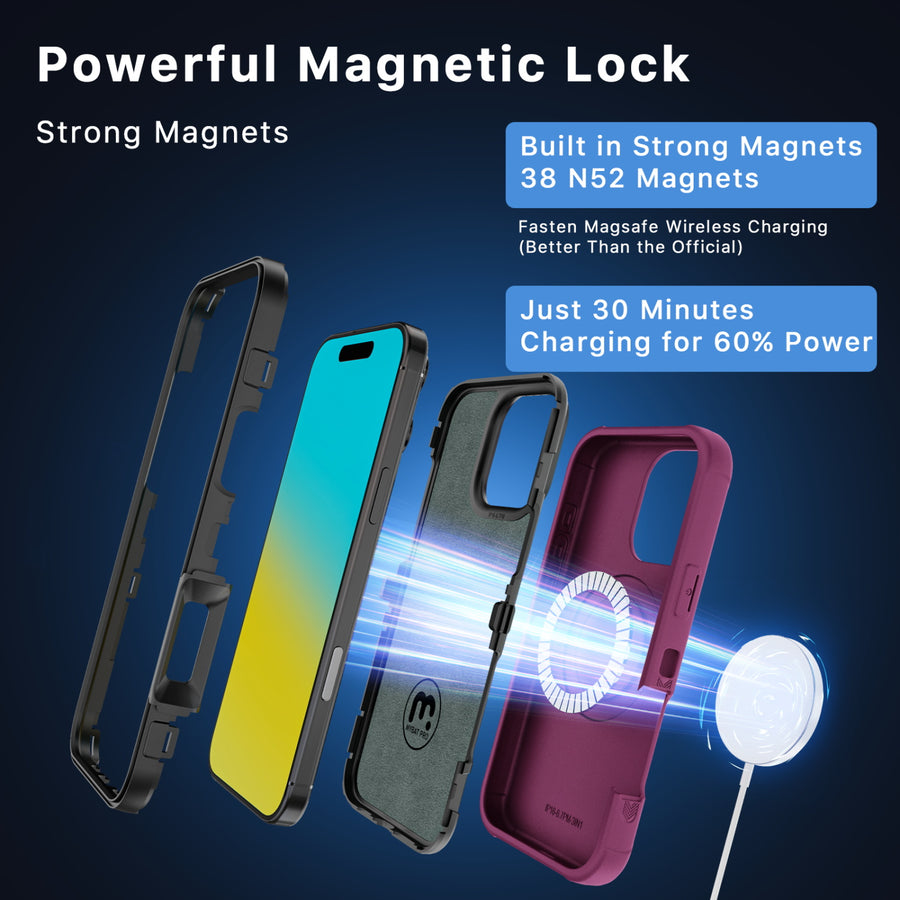 MyBat Pro Maverick Series MagSafe Case w/ Holster and Tempered Glass for Apple iPhone 16 Pro Max - Plum - RIP16PMCS3NXMS003-4.jpg