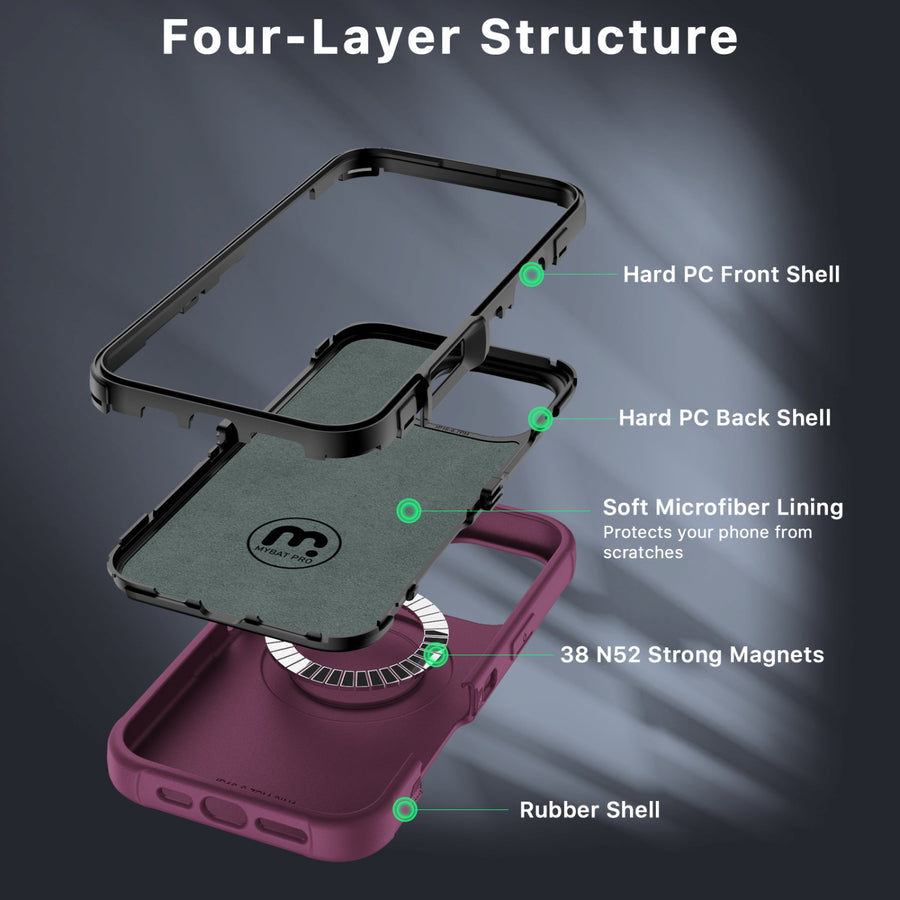 MyBat Pro Maverick Series MagSafe Case w/ Holster and Tempered Glass for Apple iPhone 16 Pro Max - Plum - RIP16PMCS3NXMS003-5.jpg