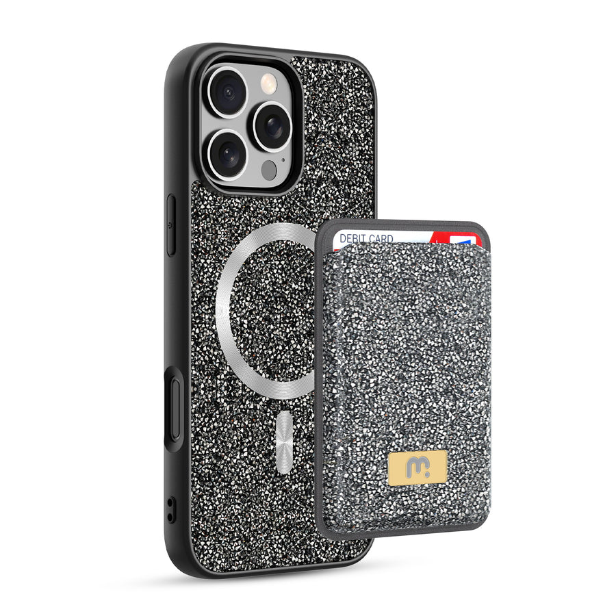 MyBat Pro Bijou Series MagSafe Bundle with Diamond Case + MagStash Wallet for Apple iPhone 16 Pro Max - Graphite Smoke - RIP16PMCSBIJS001-2.jpg