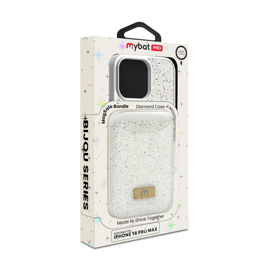 MyBat Pro Bijou Series MagSafe Bundle with Diamond Case + MagStash Wallet for Apple iPhone 16 Pro Max - Pearl White - RIP16PMCSBIJS003-7.jpg