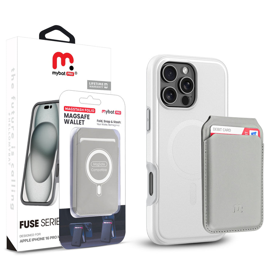 MyBat Pro Fuse Series Case Bundle + MagStash Wallet Folio for Apple iPhone 16 Pro Max - White / Gray - RIP16PMCSD5MS108-CH413-1.jpg