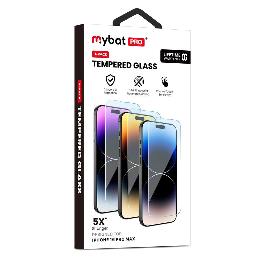 MyBat Pro Tempered Glass Screen Protector (2.5D)(3-pack) for Apple iPhone 16 Pro Max - Clear - RIP16PMSC90TH-8.jpg
