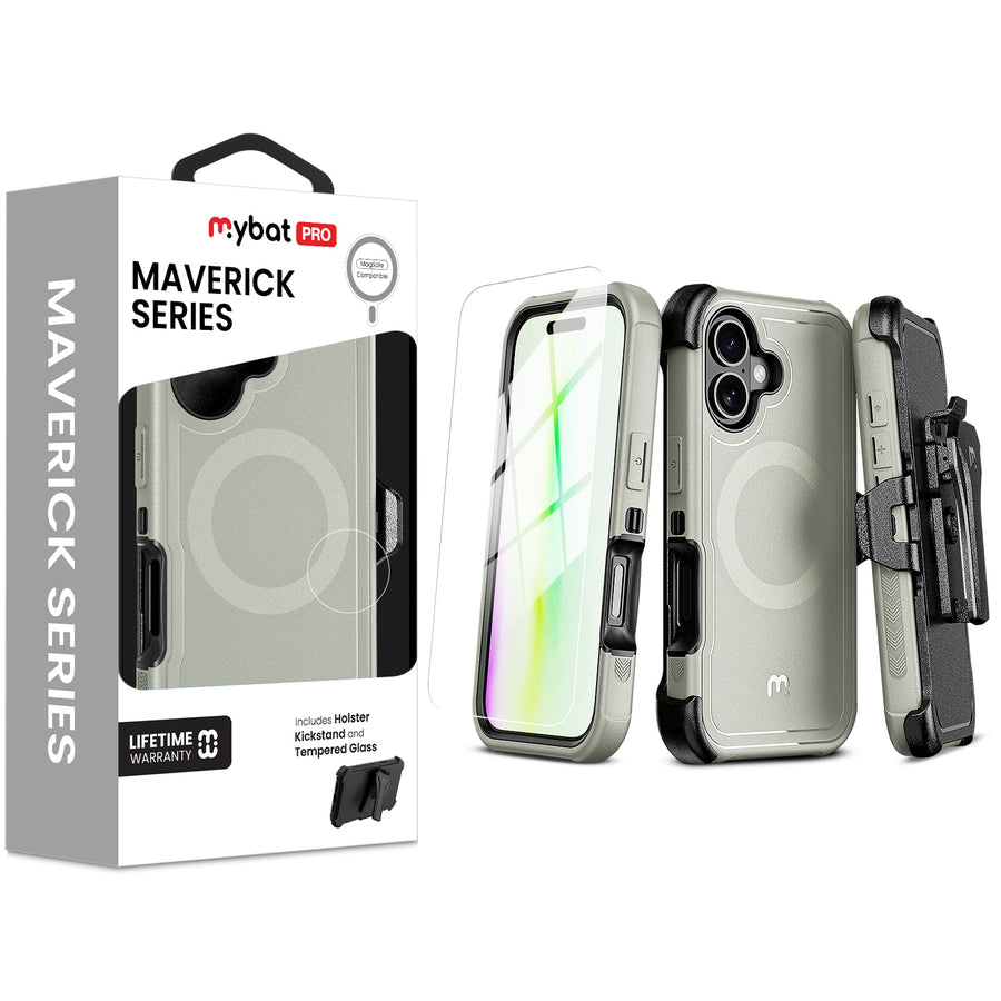 MyBat Pro Maverick Series MagSafe Case w/ Holster and Tempered Glass for Apple iPhone 17 - Grey - RIP17CS3NXMS005-1.jpg