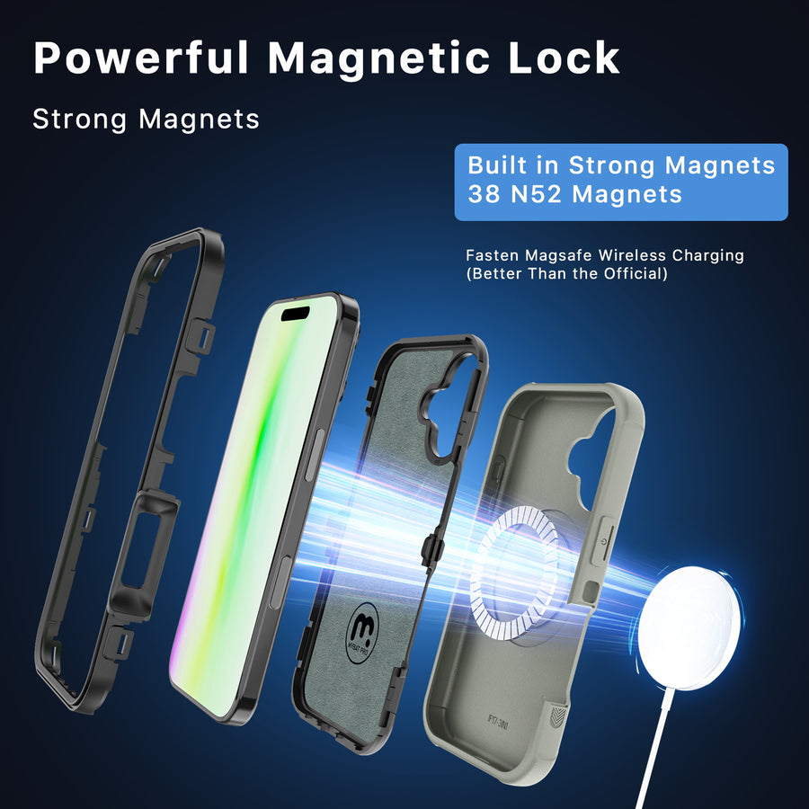 MyBat Pro Maverick Series MagSafe Case w/ Holster and Tempered Glass for Apple iPhone 17 - Grey - RIP17CS3NXMS005-3.jpg