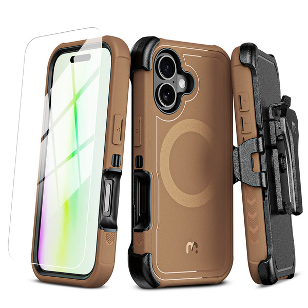 MyBat Pro Maverick Series MagSafe Case w/ Holster and Tempered Glass for Apple iPhone 17 - Brown - RIP17CS3NXMS006-2.jpg