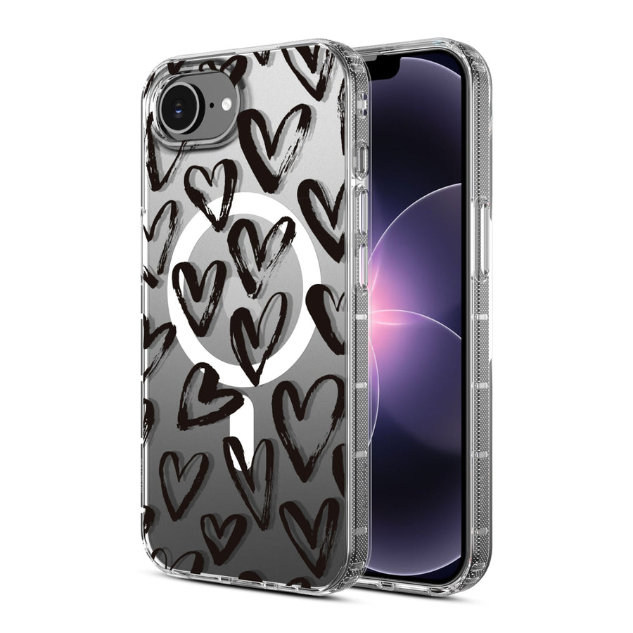 MyBat Pro Mood Series MagSafe Case for Apple iPhone 17e / 16e - Black Hearts