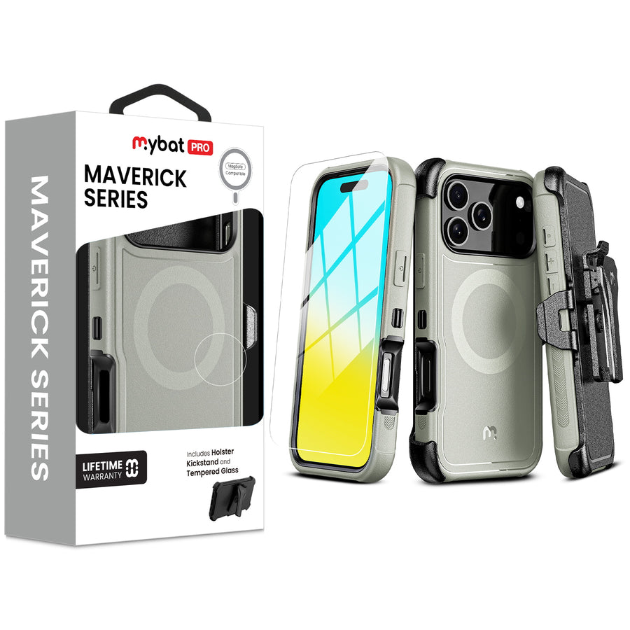 MyBat Pro Maverick Series MagSafe Case w/ Holster and Tempered Glass for Apple iPhone 17 Pro - Grey - RIP17PCS3NXMS005-1.jpg