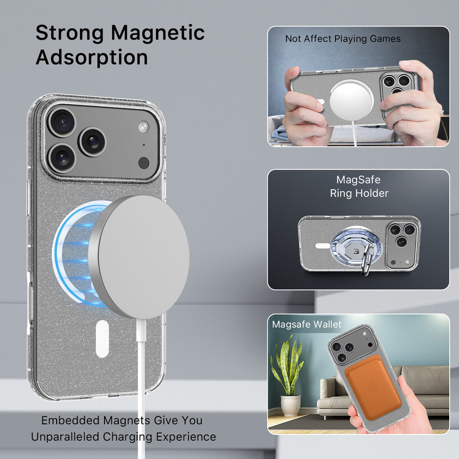 MyBat Pro Savvy Series MagSafe Case for Apple iPhone 17 Pro - Clear Glitter - RIP17PCSFSST302-5.jpg