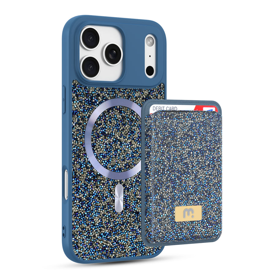 MyBat Pro Bijou Series MagSafe Bundle with Diamond Case + MagStash Wallet for Apple iPhone 17 Pro Max - Sapphire Blue - RIP17PMCSBIJS002-1.JPG