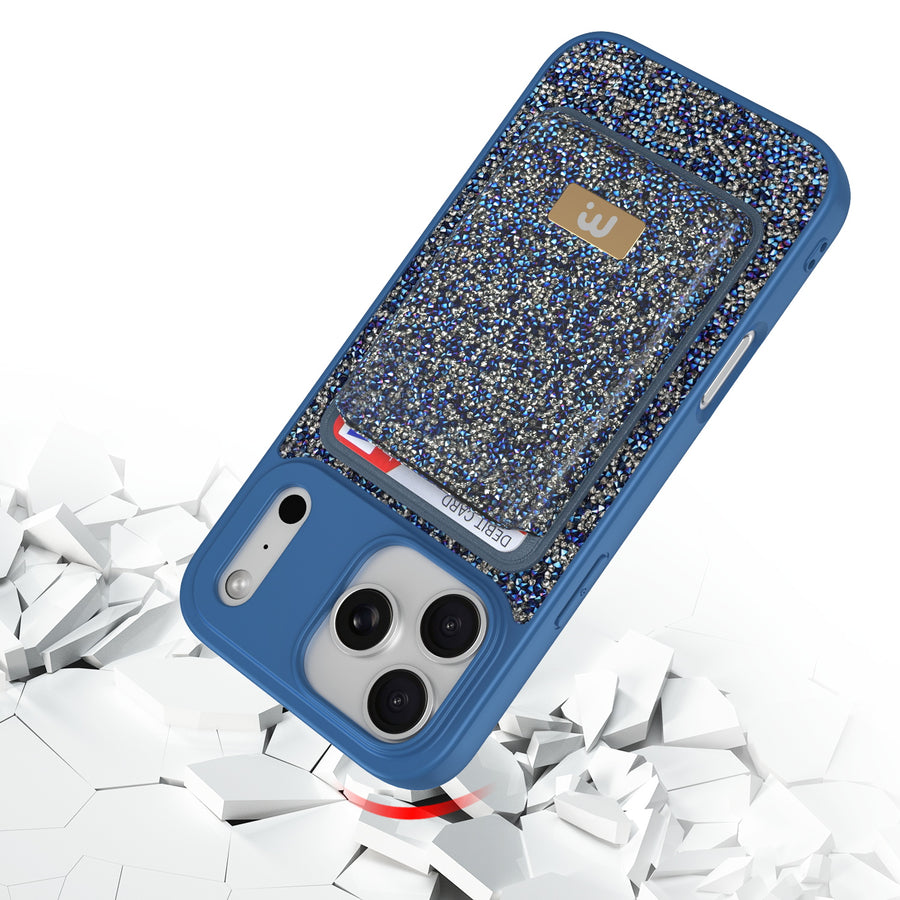 MyBat Pro Bijou Series MagSafe Bundle with Diamond Case + MagStash Wallet for Apple iPhone 17 Pro Max - Sapphire Blue - RIP17PMCSBIJS002-5.JPG