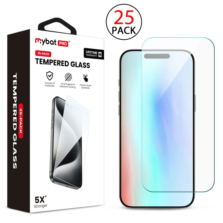 MyBat Pro Tempered Glass Screen Protector (2.5D)(25-pack) for Apple iPhone 17 Pro - Clear