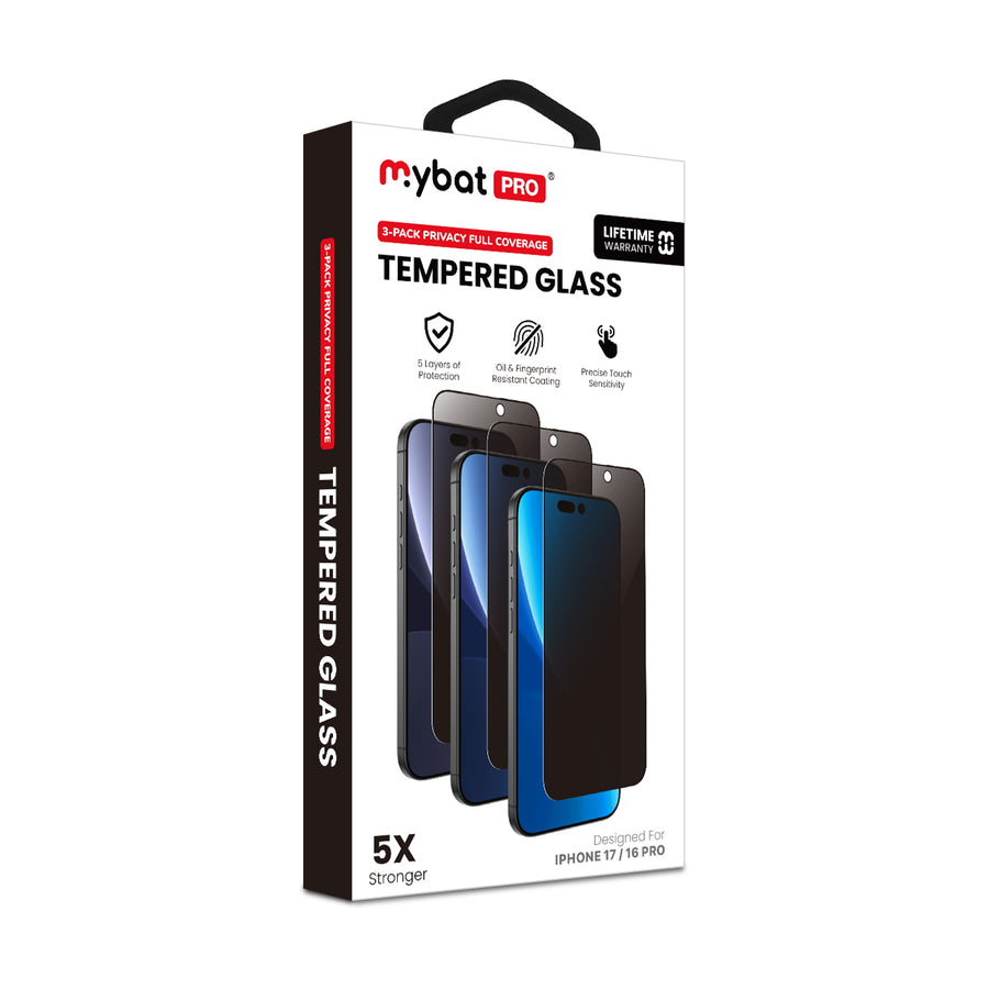 MyBat Pro Privacy Full Coverage Tempered Glass Screen Protector (3-pack) for Apple iPhone 17 / 16 Pro - Black - RIP17SCF112TH-4.jpg