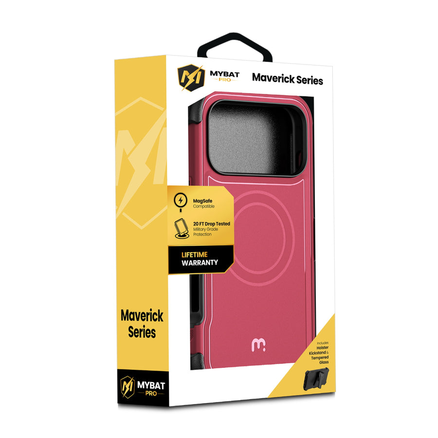 MyBat Pro Maverick Series MagSafe Case w/ Holster and Tempered Glass for Apple iPhone 18 Pro / 17 Pro - Burgundy - RIP18PCS3NXMS009-2.JPG