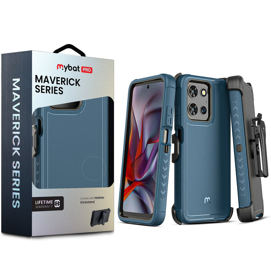 MyBat Pro Maverick Series Case w/ Holster for Motorola Moto G 5G (2026)/Moto G Play (2026) / Moto G 5G (2025) - Blue