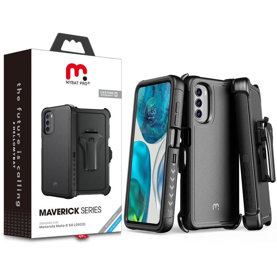 MyBat Pro Maverick Series Case w/ Holster for Motorola Moto G 5G (2022) - Black