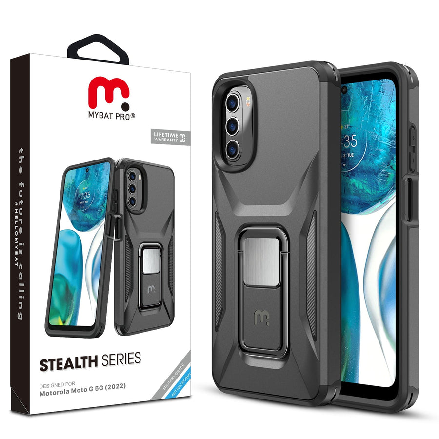 MyBat Pro Antimicrobial Stealth Series (with Stand) for Motorola Moto G 5G (2022) - Black / Black